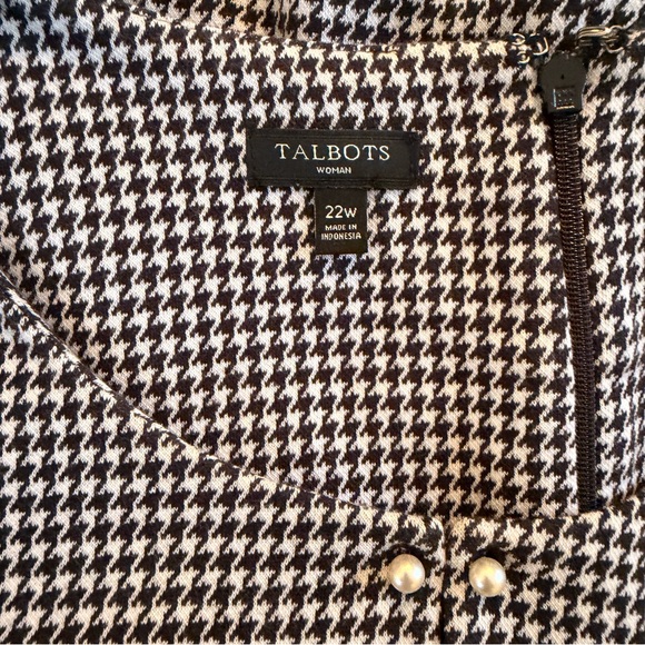 Talbots Black/White Houndstooth Double Knit Short Sleeve Shift Dress 22W - Picture 7 of 8